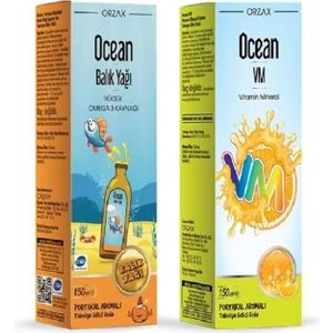 Ocean Portakallı Balık Yağı 150 ml + Ocean Vm 150 ml 2'li