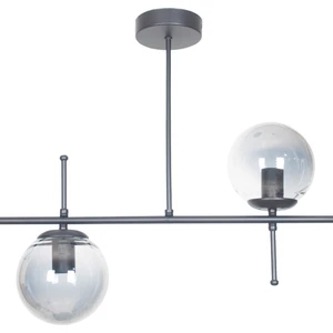 Fer Avize  Çello Modern Tasarım Metal Siyah Renk Füme Camlı 2'li Avize