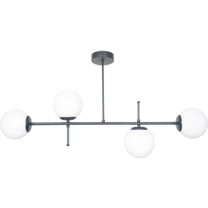 Fer Avize  Çello Modern Lüks Tasarım Siyah Renk Beyaz Camlı Tavan 4'lü Avize