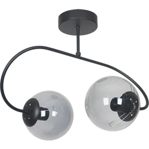 Fer Avize  Berlin Modern Tasarım Siyah Renk Füme Camlı Plafonyer 2'li Avize