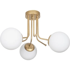 Fer Avize  Daisy Lüks Modern Tasarım Plafonyer Gold Renk Beyaz Camlı 3'lü Avize