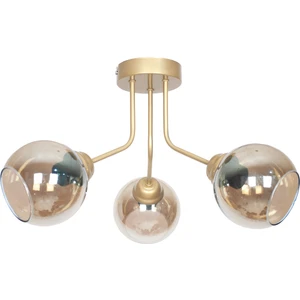 Fer Avize  Rosa Modern Lüks Tasarım Tavan Plafonyer Gold Renk Füme Camlı 3'lü Avize