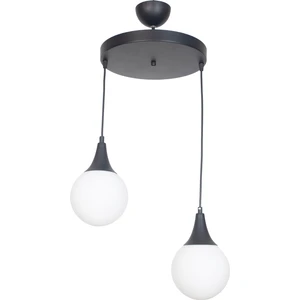 Fer Avize  Damla Modern Tasarım Sarkıt Siyah Renk Beyaz Camlı 2'li Avize