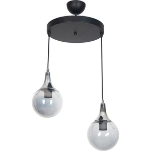 Fer Avize  Damla Modern Tasarım Sarkıt Siyah Krom Renk Füme Camlı 2'li Avize