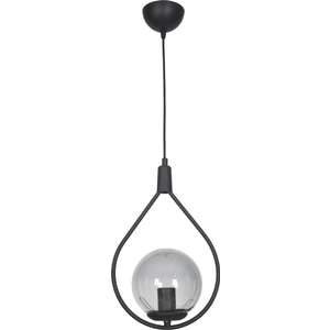 Fer Avize  Deco Özel Tasarım Metal Cam Sarkıt Siyah Renk Füme Cam Tekli Avize