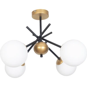 Fer Avize  Truva Modern Tasarım Eskitme Detaylı Siyah Renk Beyaz Camlı 4'lü Avize