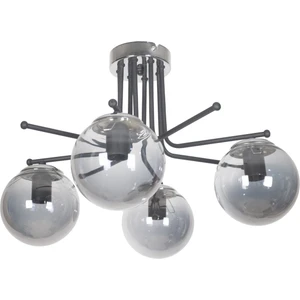 Fer Avize  Vezüv Özel Tasarım Plafonyer Tavan Siyah Renk Füme Camlı 4'lü Avize