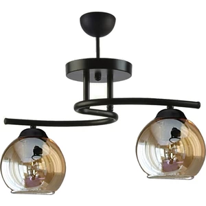 Fer Avize  Fuji Modern Dekoratif Siyah Renk Bal Camlı 2'li Avize