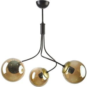 Fer Avize  Napoli Modern Özel Tasarım Siyah Renk Füme Camlı 3'lü Avize