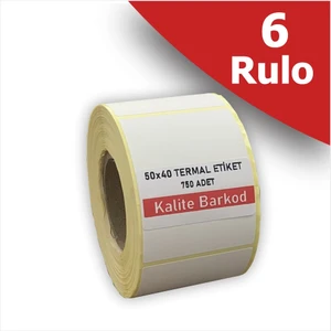 50X40 Termal Etiket | 6 Rulo Barkod Etiketi