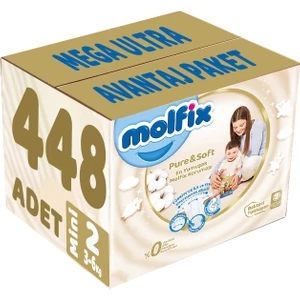 Pure&Soft Bebek Bezi Beden:2 (3-6kg) Mini 448 Adet Mega Ultra Avantaj Paketi