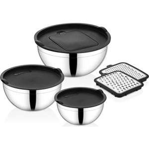 Cookcase 9 Parça Akasya Rendeli Çelik Saklama Kabı Siyah