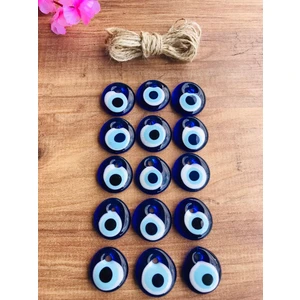 Nazar Boncuk 15 Adet (MİNİ) 3 & 3,2cm Cam Nazar Boncuk Duvar Süsü Bahçe Ağaç Süsü Nazarlık