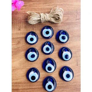 Cam Nazar Boncuk 10 Adet (MİNİ) 3 & 3,2cm Cam Nazar Boncuk Duvar Süsü Bahçe Ağaç Süsü Nazarlık