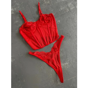 Gece İncisi Dantel Büstiyer Takım