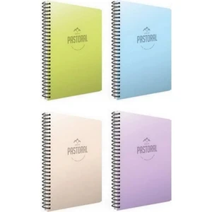 Pastoral Spiralli PP Kapak A4 96 Yaprak Okul Defteri 2 Kareli + 2 Çizgili 4'lü Set