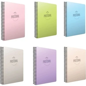 Pastoral Spiralli PP Kapak A4 96 Yaprak Okul Defteri 3 Kareli + 3 Çizgili 6'lı Set