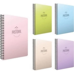 Pastoral Spiralli PP Kapak 96 Yaprak Okul Defteri 3 Kareli + 2 Çizgili 5'li Set 17x24