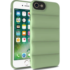 Kzy Apple iPhone 8 Kapak Kamera Korumalı Puf Silikon Kılıf - Açık Yeşil