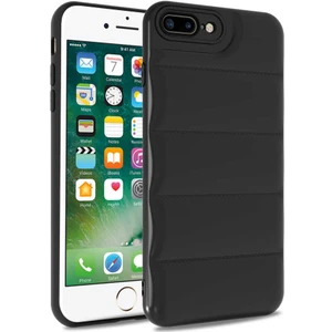 Kzy Apple iPhone 8 Plus Kapak Kamera Korumalı Puf Silikon Kılıf - Siyah