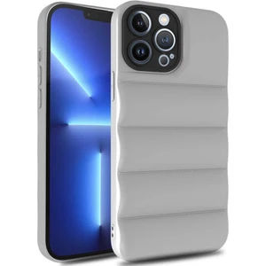 Kzy Apple iPhone 12 Pro Max Kapak Kamera Korumalı Puf Silikon Kılıf - Beyaz