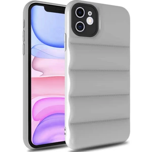 Kzy Apple iPhone 12  Kapak Kamera Korumalı Puf Silikon Kılıf - Beyaz