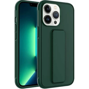 Kzy Apple iPhone 13 Pro Max Kapak Qstand Silikon Kılıf - Koyu Yeşil