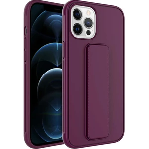 Kzy Apple iPhone 12 Pro Kapak Qstand Silikon Kılıf - Mürdüm