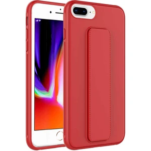 Kzy Apple iPhone 8 Plus Kapak Qstand Silikon Kılıf - Kırmızı