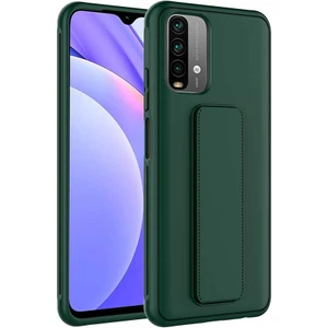 Kzy Xiaomi Redmi Note 10S Kapak Qstand Silikon Kılıf - Koyu Yeşil