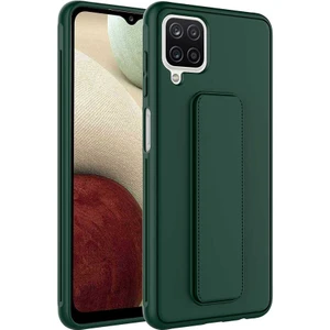 Kzy Samsung Galaxy M12 Kapak Qstand Silikon Kılıf - Koyu Yeşil