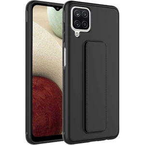 Kzy Samsung Galaxy M12 Kapak Qstand Silikon Kılıf - Siyah