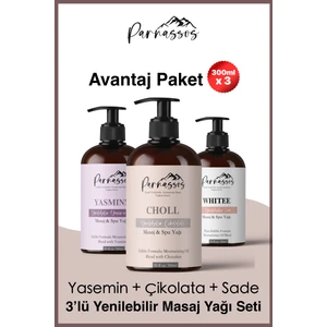 Çikolata Aroma + Yasemin Özü + White Duyusal Ve Afrodizyak Etkili Aromaterapi Masaj Yağı Seti 300 Ml