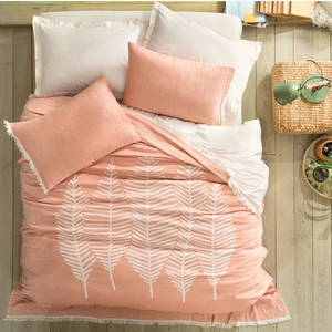 Bedding Çift Kişilik Folium Müslin Pike Yatak Örtüsü Seti  Blush