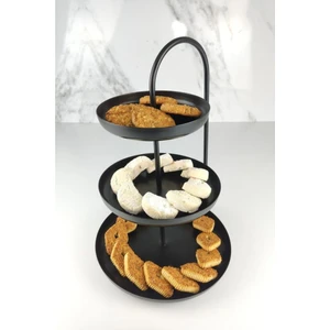 Üç Katlı Bastonlu Metal Sunumluk Siyah - Nİ22ORG005-SYH