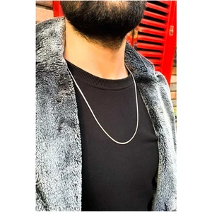 Trend Collection Yassı Italyan Model Snake Yılan Kolye 316 L Çelik Erkek Zincir