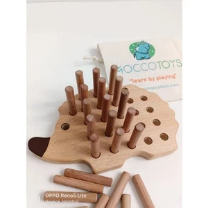 Montessori Tak Çıkar Ahsap Kirpi Oyunu