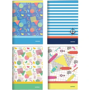 A4 80 Yaprak Karton Kapak Dikişli Defter 2 Kareli + 2 Çizgili