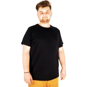 Büyük Beden Likralı T-Shirt Bisiklet Yaka 20149 Siyah