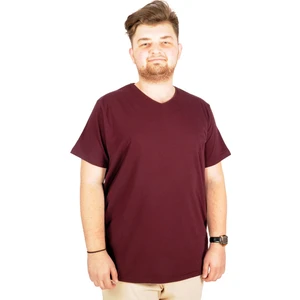 Büyük Beden T-Shirt V Yaka Likralı 20150 Mürdüm