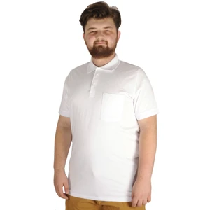 Büyük Beden T-Shirt Polo Cepli Lycra Pike Md 20554 Beyaz