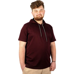 Büyük Beden Oversize Tshirt Kapşon Basic 21115 Mürdüm