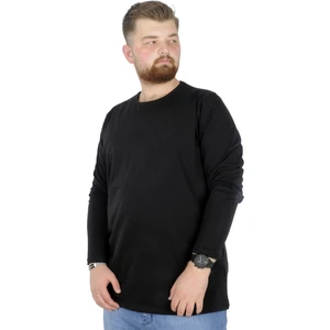 Büyük Beden Erkek Tshirt Likralı Bisiklet Yaka 20102 Siyah