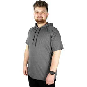 Büyük Beden Tshirt Reglan Kapşonlu 22117 Antramelanj