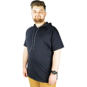 Büyük Beden Tshirt Reglan Kapşonlu 22117 Lacivert