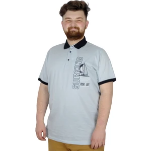 Büyük Beden T-Shirt Polo Surfing 22328 Mavi