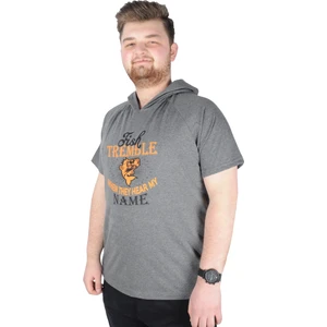 Büyük Beden Tshirt Kapşonlu Act Now 22128 Antramelanj