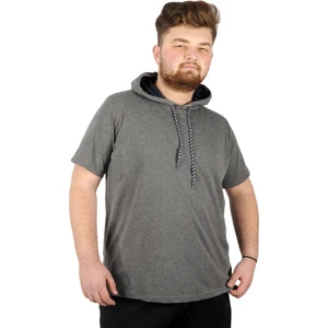 Büyük Beden Oversize Tshirt B. Yaka Kapşon Basic 21115 Antrasit
