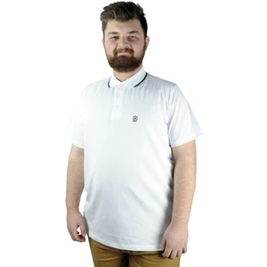 Büyük Beden T Shirt Polo Likralı Süprem Nakış 21554 Beyaz