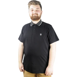 Büyük Beden T Shirt Polo Likralı Süprem Nakış 21554 Siyah